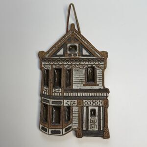 Victoria Littlejohn Rustic Stoneware Tile Victorian House Trivet Wall Hanging
